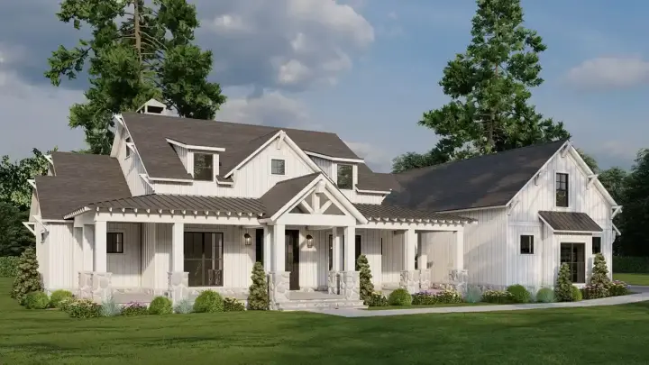 Modern Farmhouse house plans 12-1772 - front exterior, 2,610 sq ft, 3 bed, 2 bath house plans | Monster House Plans