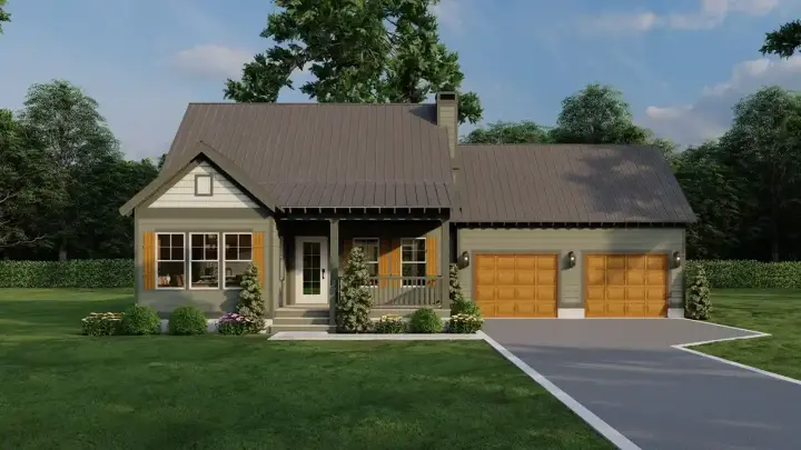 Country house plans 12-1775 - front exterior, 1,294 sq ft, 2 bed, 2 bath house plans | Monster House Plans