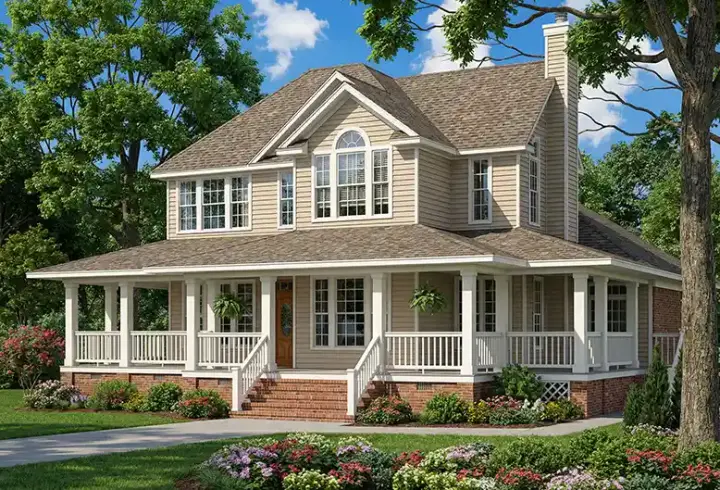 Farmhouse house plans 12-178 - front exterior, 3,435 sq ft, 3 bed, 3 bath house plans | Monster House Plans