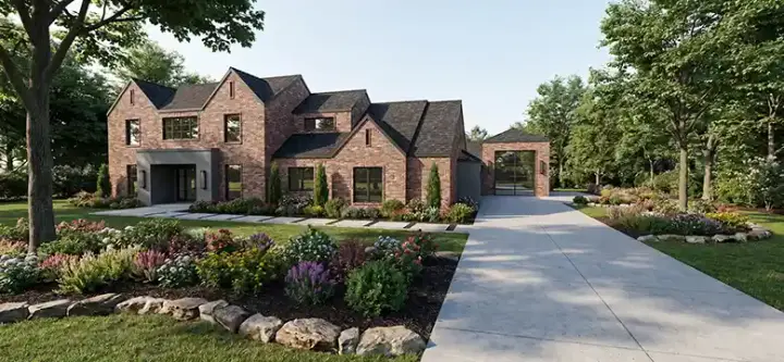 Modern house plans 12-1781 - front exterior, 5,470 sq ft, 6 bed, 6 bath house plans | Monster House Plans
