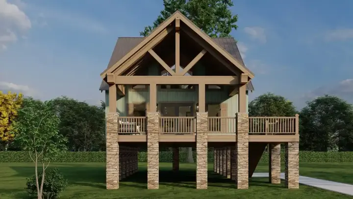 Mountain Rustic house plans 12-1788 - front exterior, 1,763 sq ft, 3 bed, 2 bath house plans | Monster House Plans