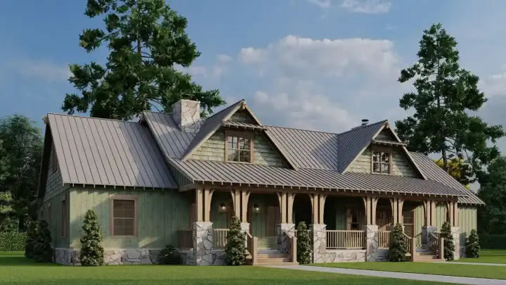 Craftsman house plans 12-1790 - front exterior, 3,620 sq ft, 6 bed, 4 bath house plans | Monster House Plans