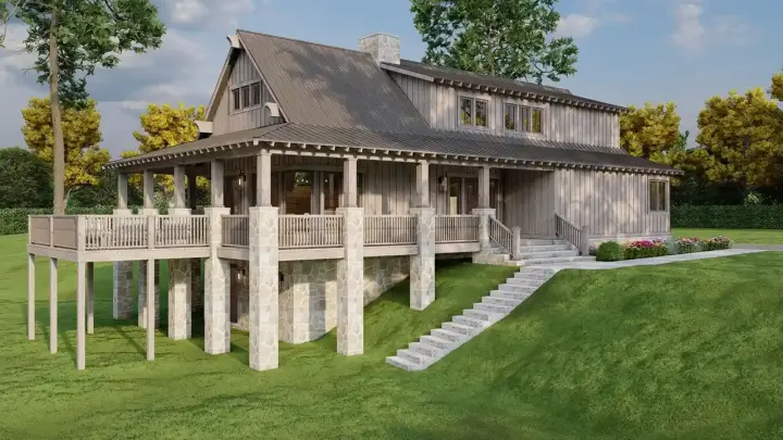 Mountain Rustic house plans 12-1793 - front exterior, 2,706 sq ft, 3 bed, 2 bath house plans | Monster House Plans