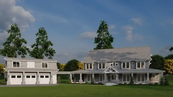 Shingle house plans 12-1797 - front exterior, 5,679 sq ft, 6 bed, 5 bath house plans | Monster House Plans