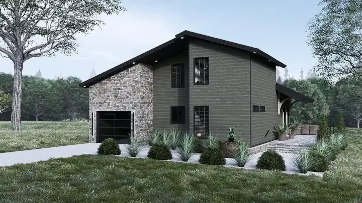 Modern house plans 12-1804 - front exterior, 1,622 sq ft, 3 bed, 2 bath house plans | Monster House Plans