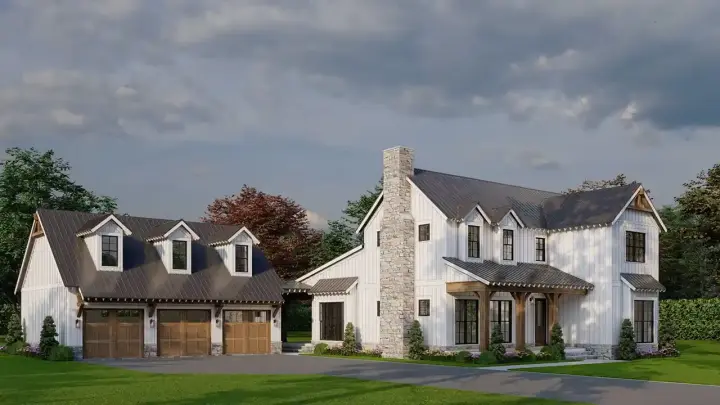 Modern Farmhouse house plans 12-1806 - front exterior, 3,016 sq ft, 4 bed, 3 bath house plans | Monster House Plans
