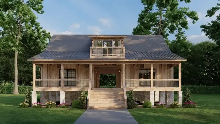 Mountain Rustic house plans 12-1809 - front exterior, 2,506 sq ft, 3 bed, 2 bath house plans | Monster House Plans