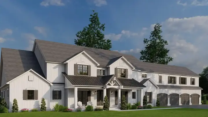Country house plans 12-1811 - front exterior, 7,618 sq ft, 5 bed, 6 bath house plans | Monster House Plans