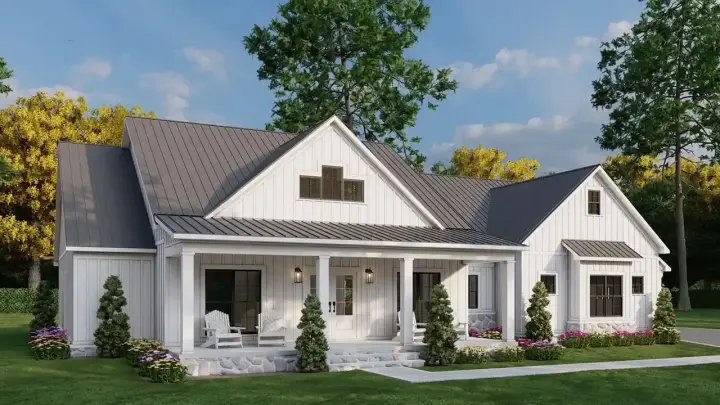 Modern Farmhouse house plans 12-1813 - front exterior, 2,270 sq ft, 4 bed, 3 bath house plans | Monster House Plans
