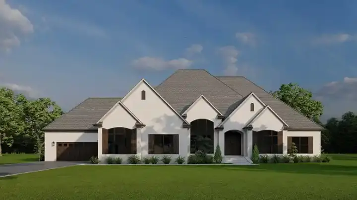 European house plans 12-1821 - front exterior, 3,187 sq ft, 3 bed, 4 bath house plans | Monster House Plans