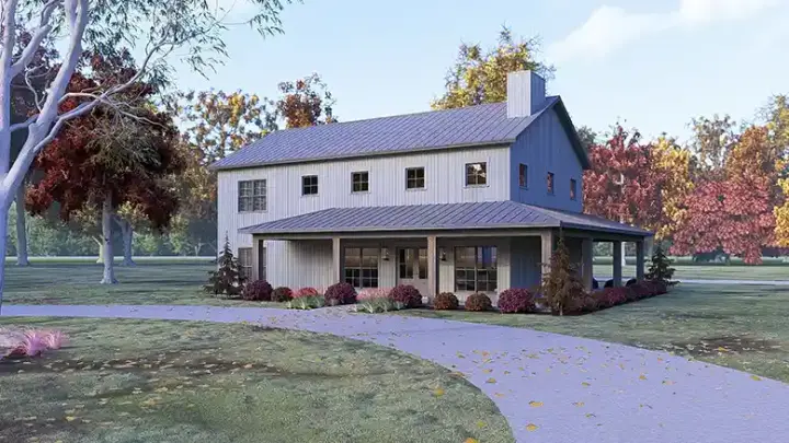 Modern Farmhouse house plans 12-1825 - front exterior, 3,163 sq ft, 5 bed, 4 bath house plans | Monster House Plans