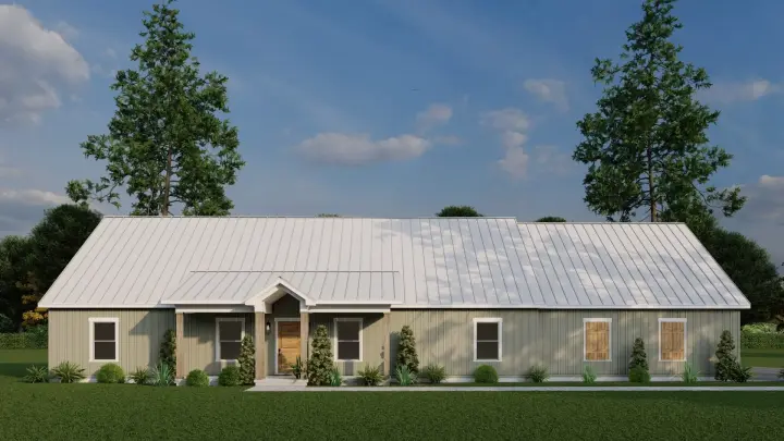 Barndominium house plans 12-1830 - front exterior, 2,607 sq ft, 3 bed, 2 bath house plans | Monster House Plans