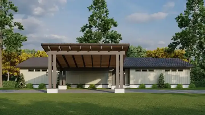 Modern house plans 12-1833 - front exterior, 1,754 sq ft, 2 bed, 2 bath house plans | Monster House Plans