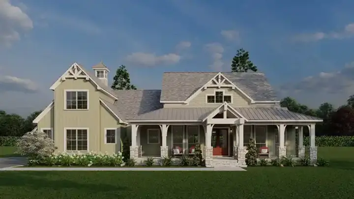 Modern Farmhouse house plans 12-1834 - front exterior, 2,248 sq ft, 3 bed, 3 bath house plans | Monster House Plans