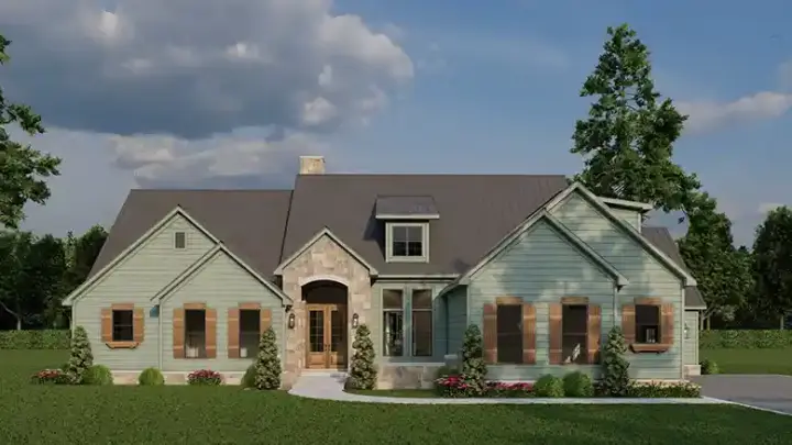 Modern Farmhouse house plans 12-1838 - front exterior, 3,049 sq ft, 5 bed, 4 bath house plans | Monster House Plans