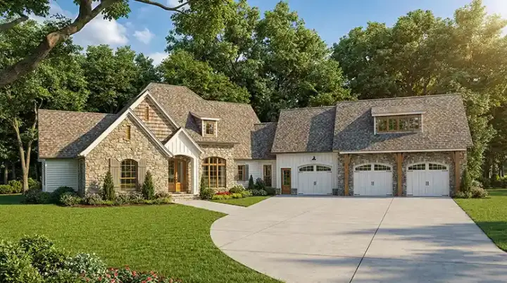 Country house plans 12-1840 - front exterior, 4,264 sq ft, 4 bed, 3 bath house plans | Monster House Plans