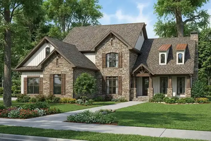 Craftsman house plans 12-1841 - front exterior, 3,430 sq ft, 4 bed, 3 bath house plans | Monster House Plans