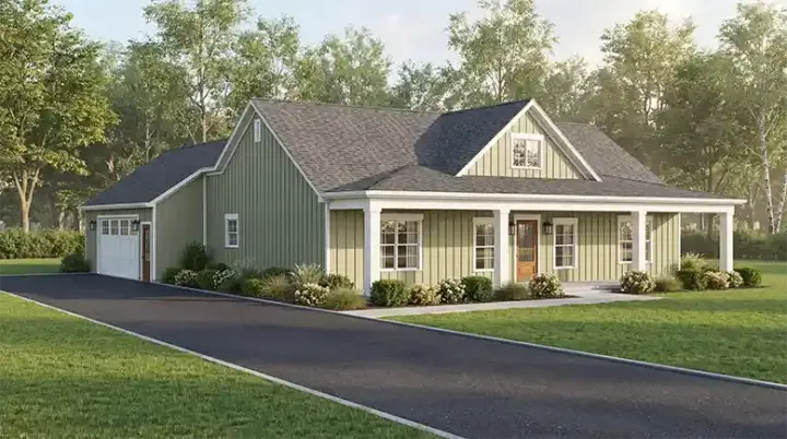 Modern Farmhouse house plans 12-1846 - front exterior, 1,600 sq ft, 3 bed, 2 bath house plans | Monster House Plans
