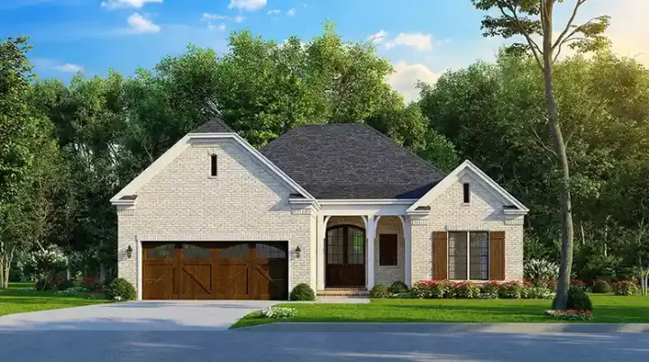 European house plans 12-1848 - front exterior, 1,783 sq ft, 4 bed, 2 bath house plans | Monster House Plans