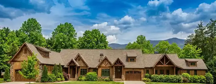 Mountain Rustic house plans 12-1849 - front exterior, 6,507 sq ft, 9 bed, 6 bath house plans | Monster House Plans