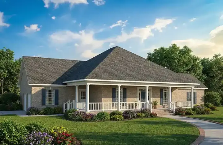 Southern house plans 12-185 - front exterior, 2,607 sq ft, 3 bed, 2 bath house plans | Monster House Plans