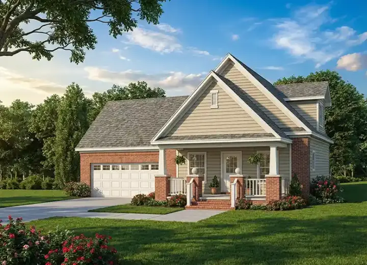 Craftsman house plans 12-1865 - front exterior, 1,059 sq ft, 3 bed, 2 bath house plans | Monster House Plans