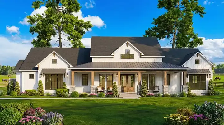 Modern Farmhouse house plans 12-1867 - front exterior, 2,579 sq ft, 3 bed, 3 bath house plans | Monster House Plans