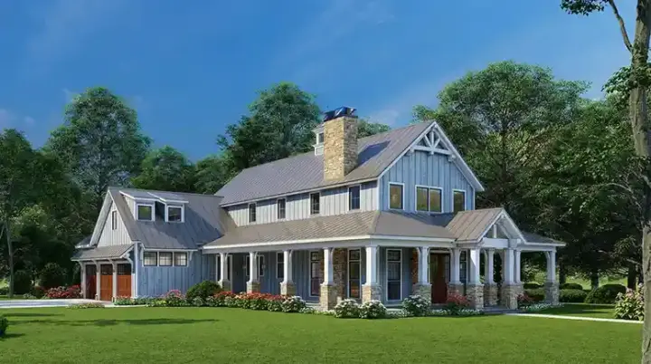 Mountain Rustic house plans 12-1875 - front exterior, 3,014 sq ft, 3 bed, 3 bath house plans | Monster House Plans
