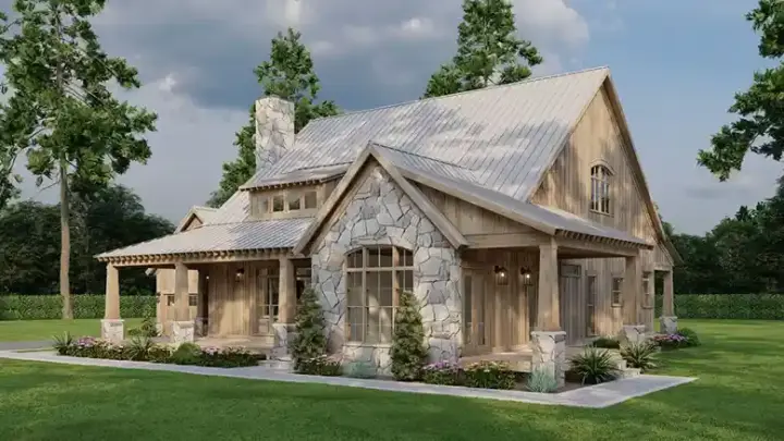 Mountain Rustic house plans 12-1878 - front exterior, 2,336 sq ft, 3 bed, 2 bath house plans | Monster House Plans
