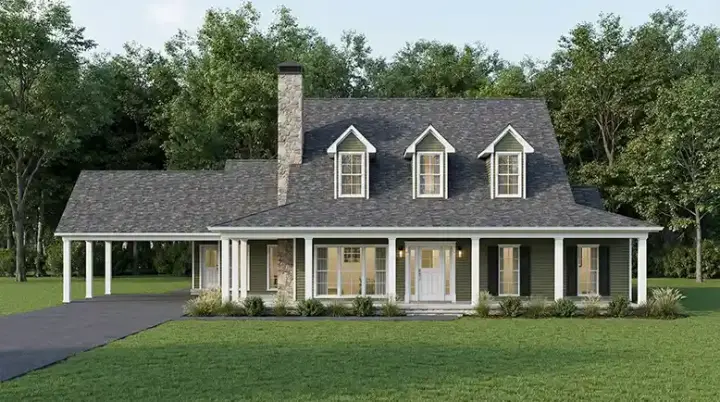 Modern Farmhouse house plans 12-1880 - front exterior, 3,418 sq ft, 3 bed, 2 bath house plans | Monster House Plans