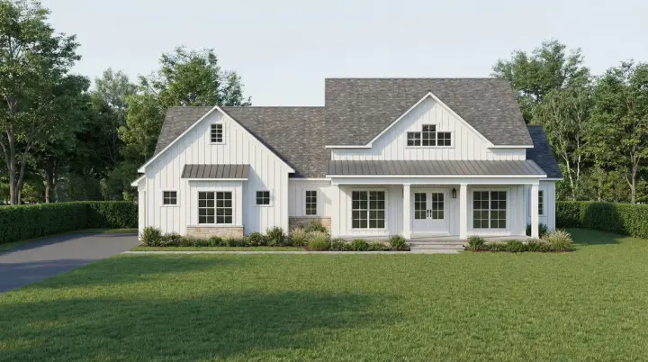 Modern Farmhouse house plans 12-1884 - front exterior, 1,859 sq ft, 3 bed, 3 bath house plans | Monster House Plans
