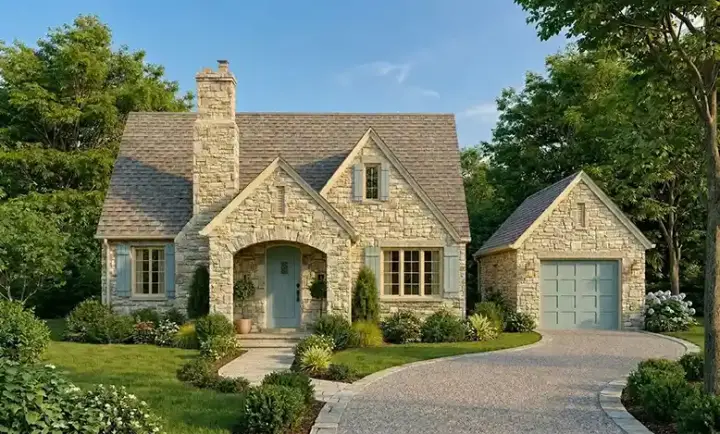 Cottage house plans 12-1891 - front exterior, 1,533 sq ft, 2 bed, 2 bath house plans | Monster House Plans