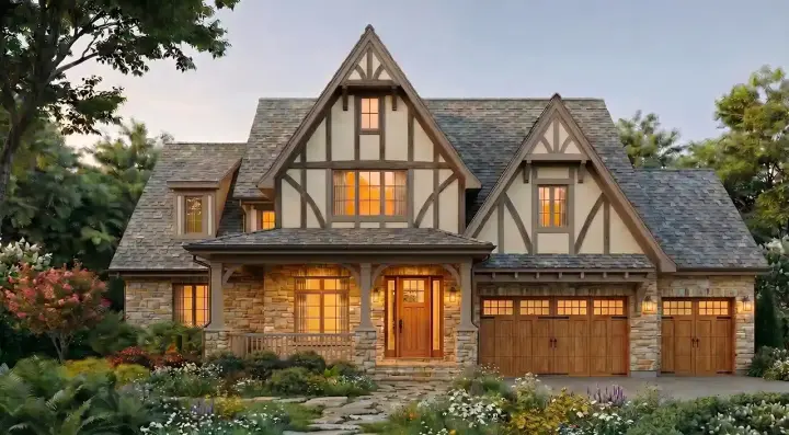 Tudor house plans 12-1924 - front exterior, 3,420 sq ft, 4 bed, 4 bath house plans | Monster House Plans