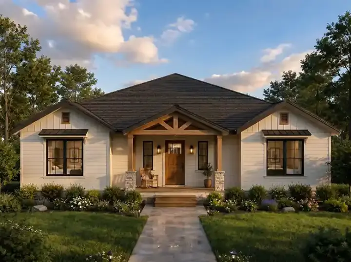 Modern Farmhouse house plans 12-1933 - front exterior, 1,430 sq ft, 2 bed, 2 bath house plans | Monster House Plans