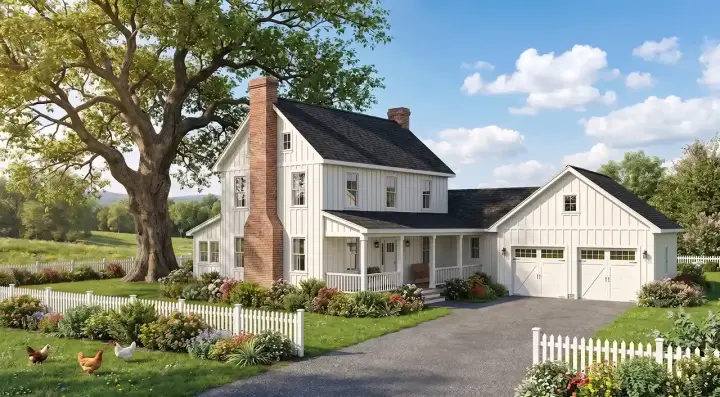 Modern Farmhouse house plans 12-1934 - front exterior, 2,668 sq ft, 3 bed, 2 bath house plans | Monster House Plans