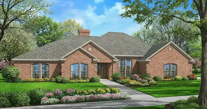 Traditional house plans 12-194 - front exterior, 2,537 sq ft, 4 bed, 2 bath house plans | Monster House Plans