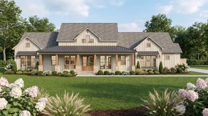 Modern Farmhouse house plans 12-1940 - front exterior, 2,726 sq ft, 3 bed, 3 bath house plans | Monster House Plans