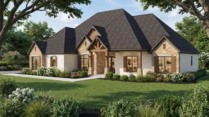 Mountain Rustic house plans 12-1943 - front exterior, 2,510 sq ft, 4 bed, 3 bath house plans | Monster House Plans