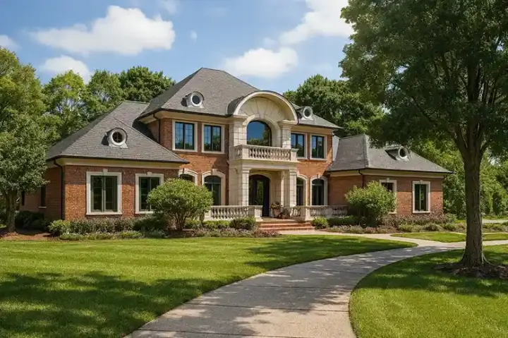 European house plans 12-197 - front exterior, 4,446 sq ft, 4 bed, 3 bath house plans | Monster House Plans