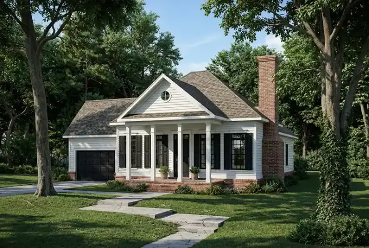 Southern house plans 12-208 - front exterior, 1,172 sq ft, 2 bed, 2 bath house plans | Monster House Plans