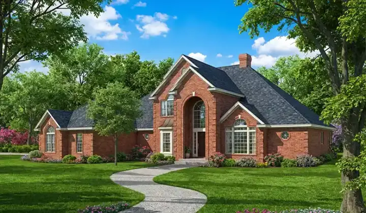 European house plans 12-211 - front exterior, 4,873 sq ft, 4 bed, 4 bath house plans | Monster House Plans