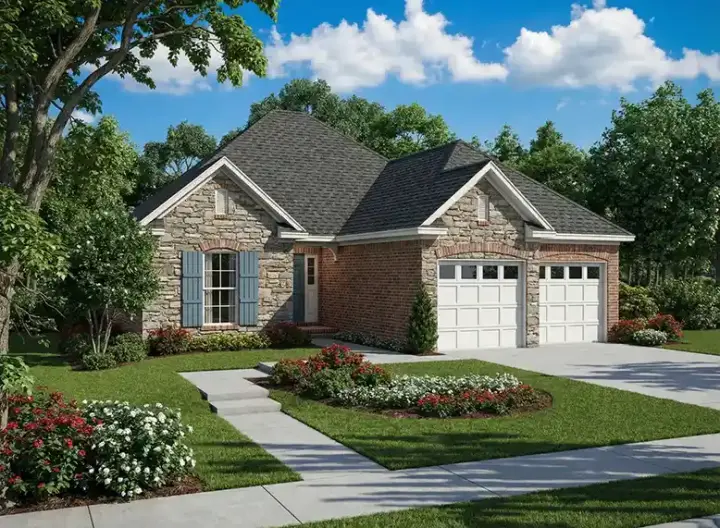 French Country house plans 12-219 - front exterior, 1,379 sq ft, 3 bed, 2 bath house plans | Monster House Plans