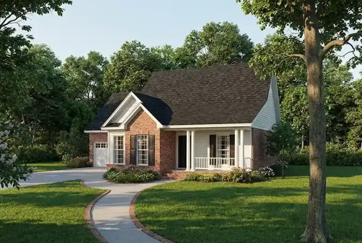 Country house plans 12-229 - front exterior, 1,289 sq ft, 3 bed, 2 bath house plans | Monster House Plans