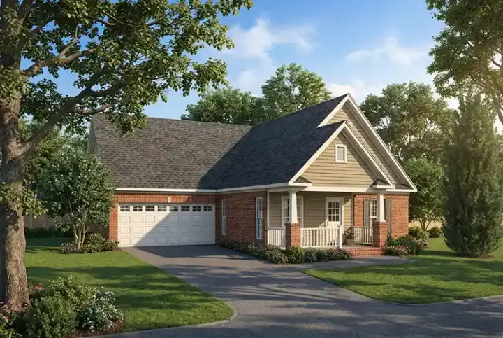 Traditional house plans 12-234 - front exterior, 1,449 sq ft, 3 bed, 2 bath house plans | Monster House Plans