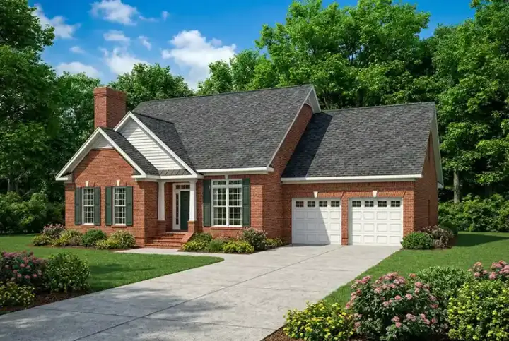 Traditional house plans 12-239 - front exterior, 1,627 sq ft, 3 bed, 2 bath house plans | Monster House Plans