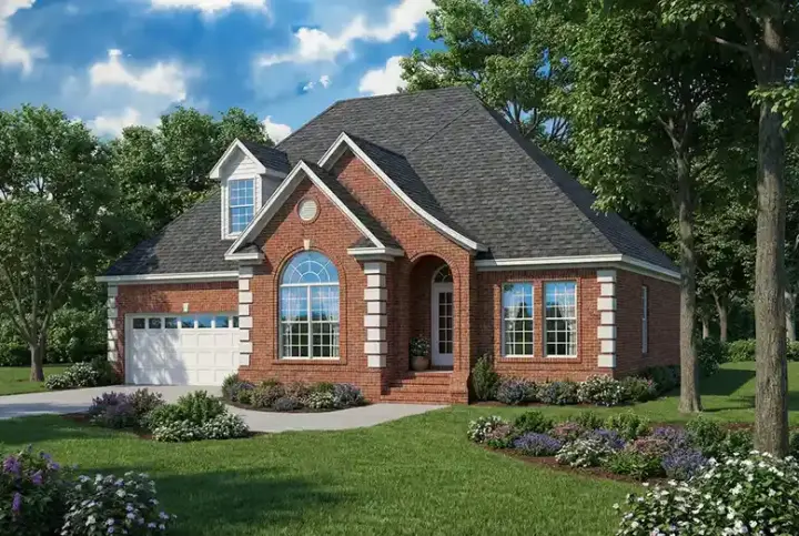 European house plans 12-240 - front exterior, 1,797 sq ft, 3 bed, 2 bath house plans | Monster House Plans