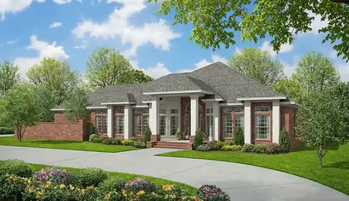 Contemporary house plans 12-264 - front exterior, 3,391 sq ft, 3 bed, 2 bath house plans | Monster House Plans