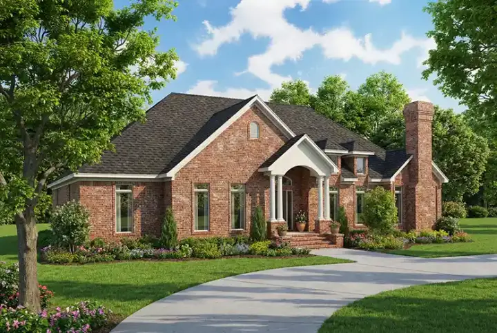 Traditional house plans 12-266 - front exterior, 3,183 sq ft, 4 bed, 2 bath house plans | Monster House Plans
