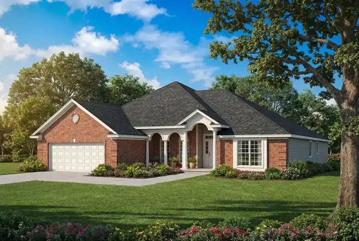 Traditional house plans 12-269 - front exterior, 1,950 sq ft, 3 bed, 2 bath house plans | Monster House Plans