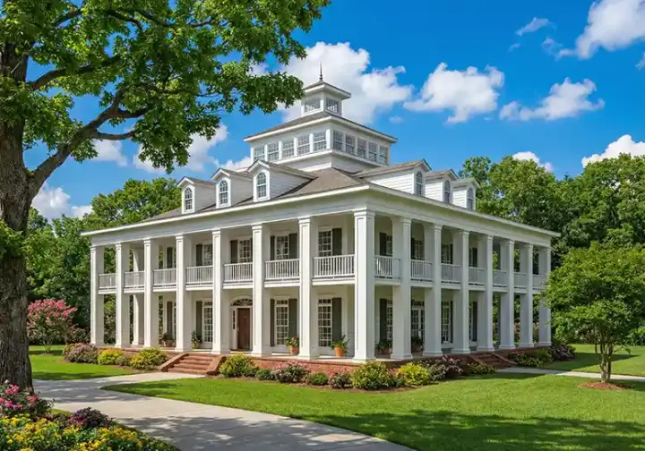 Greek Revival house plans 12-272 - front exterior, 7,433 sq ft, 5 bed, 5 bath house plans | Monster House Plans